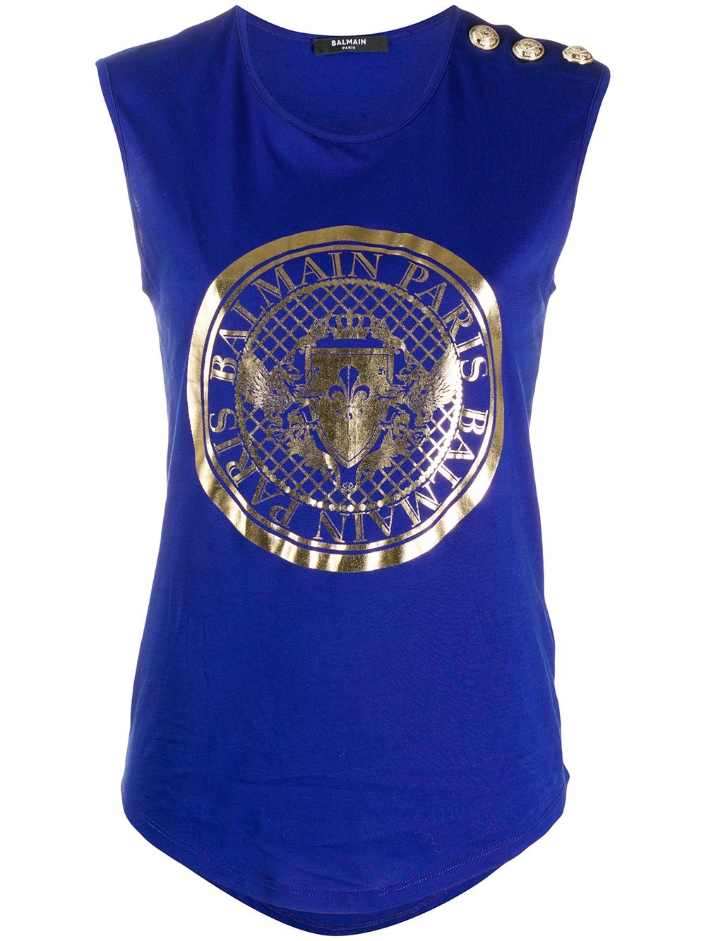 sleeveless logo-print T-shirt - 1