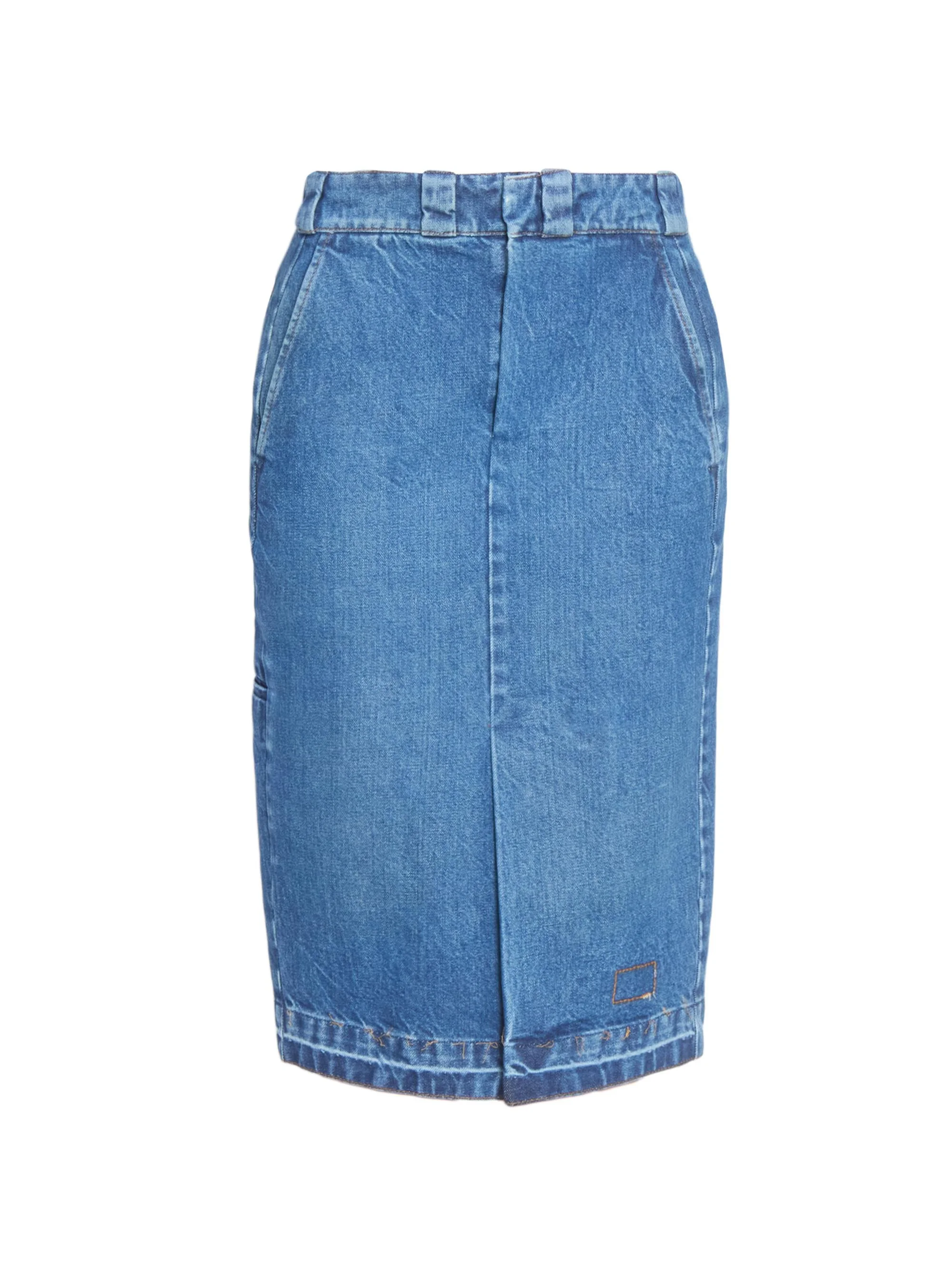 Women's Denim Midi-Skirt - Vintage Medium Blue - 1