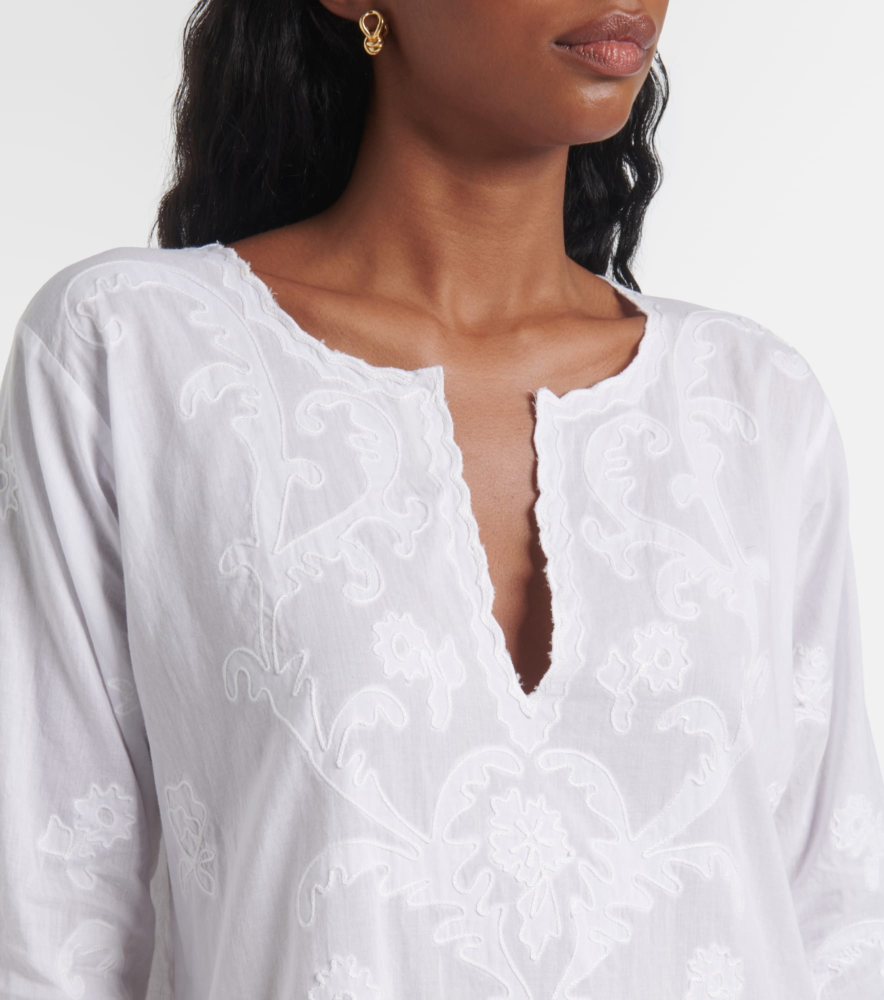 Embroidered cotton kaftan - 4
