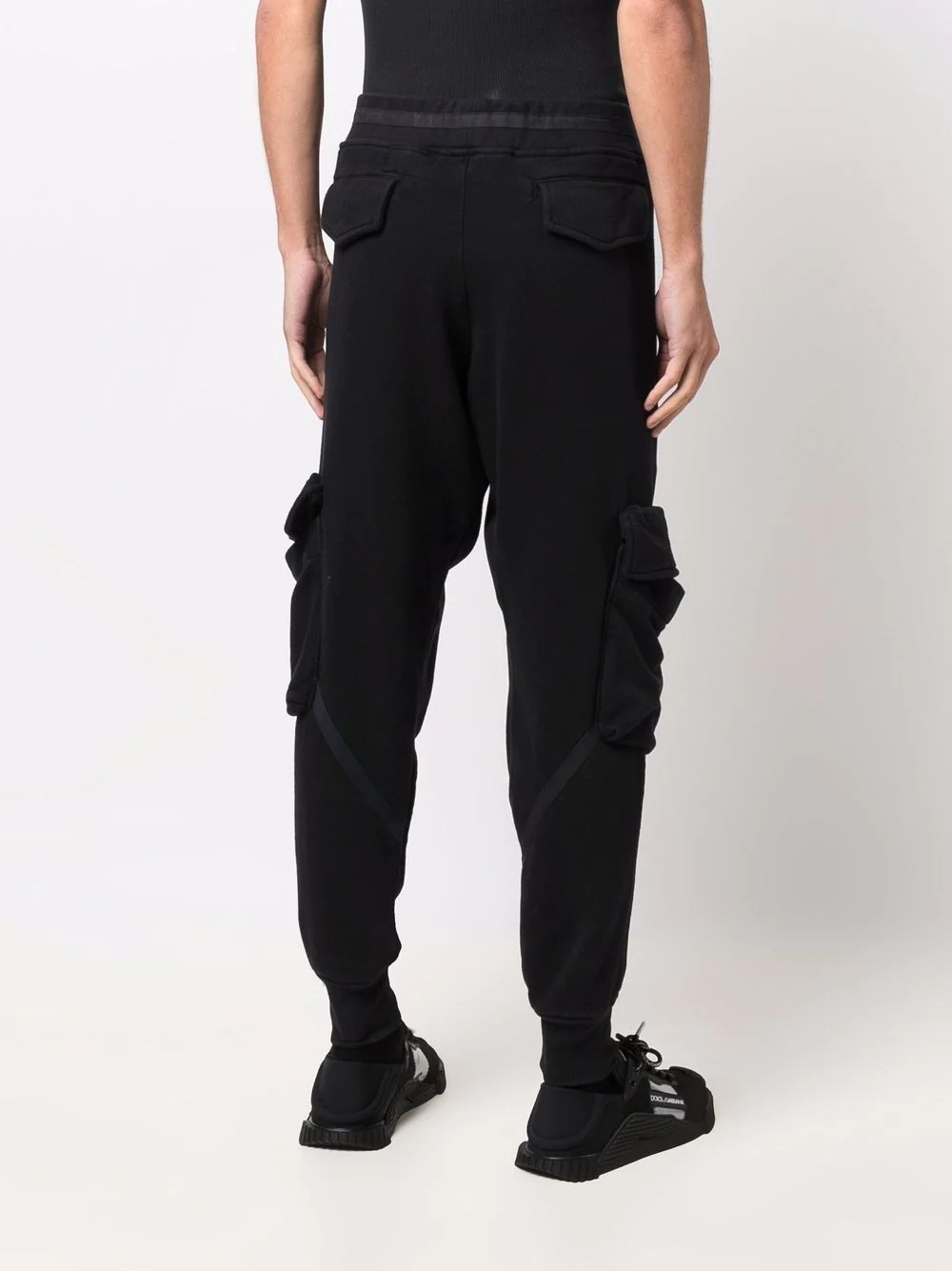 multiple-pocket cotton drop-crotch trousers - 4