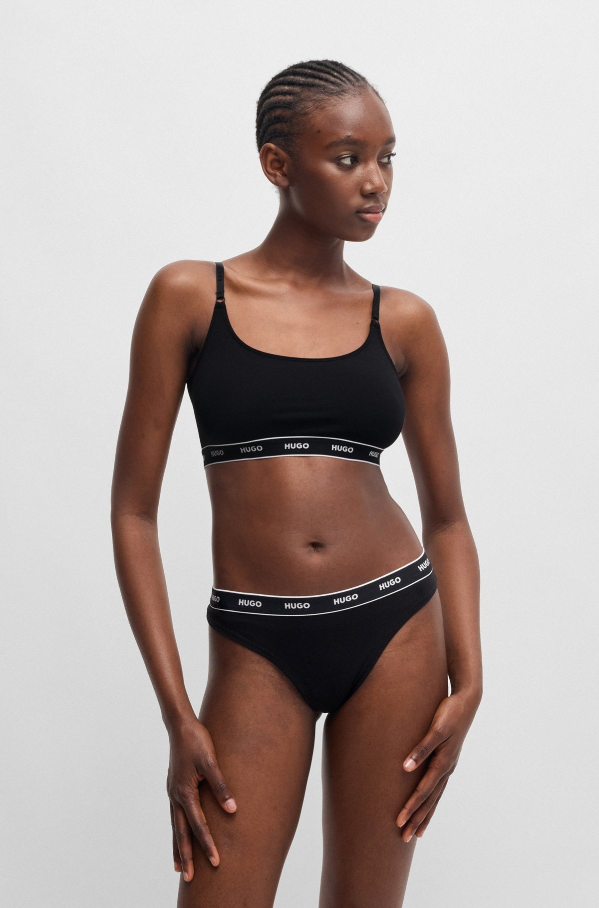 THREE-PACK OF STRETCH-COTTON THONG BRIEFS WITH LOGOS - 2