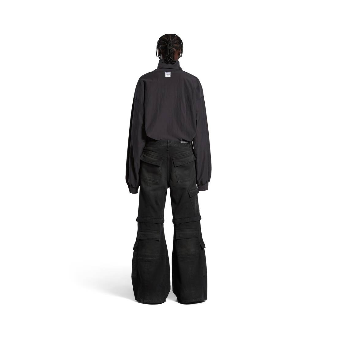 Flared Cargo Pants in Black - 5