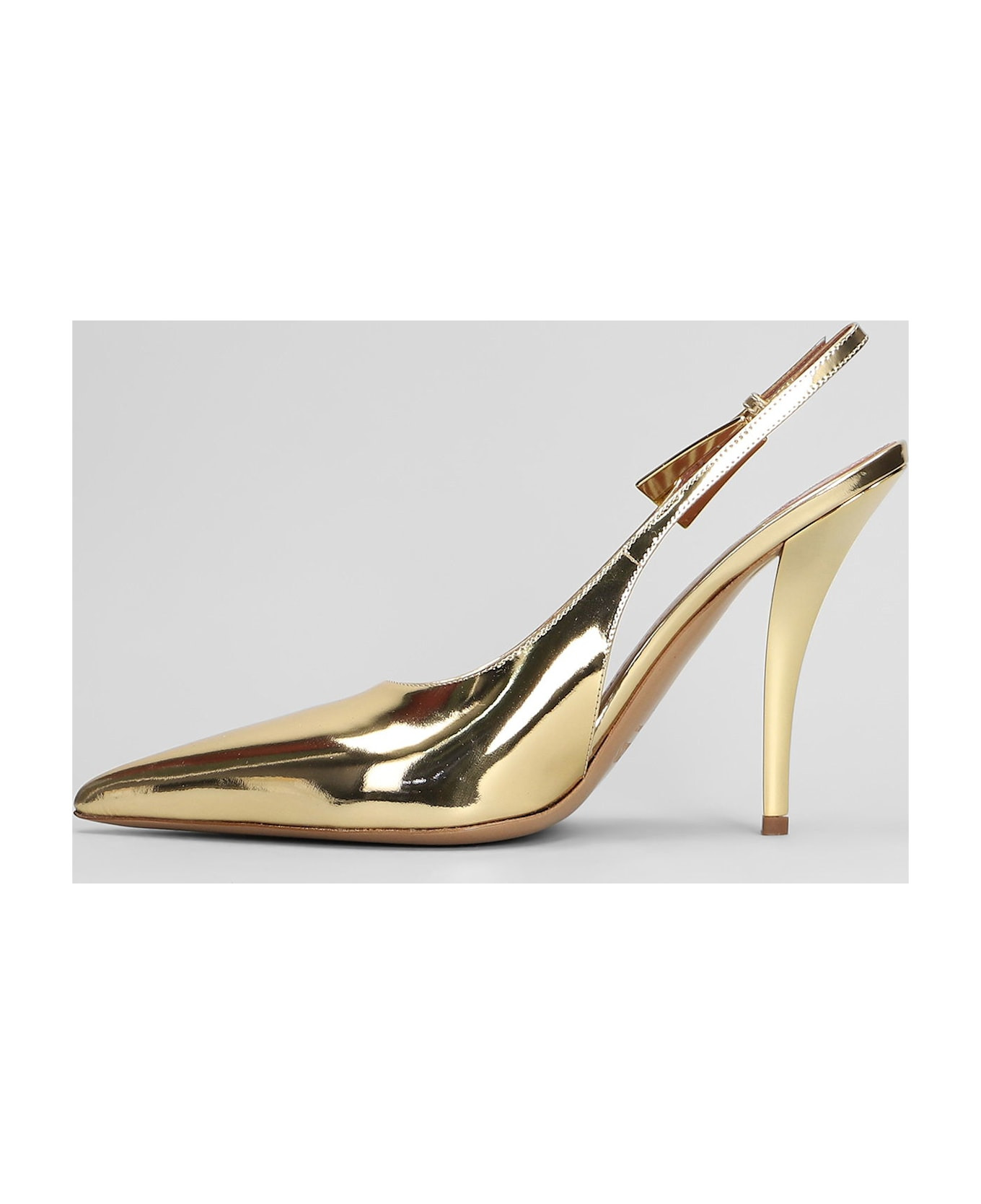 Jessica Slingback 95 Pumps In Gold Leather - 3