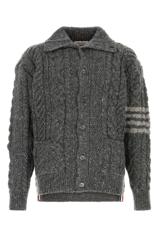 Melange dark grey wool blend cardigan - 1