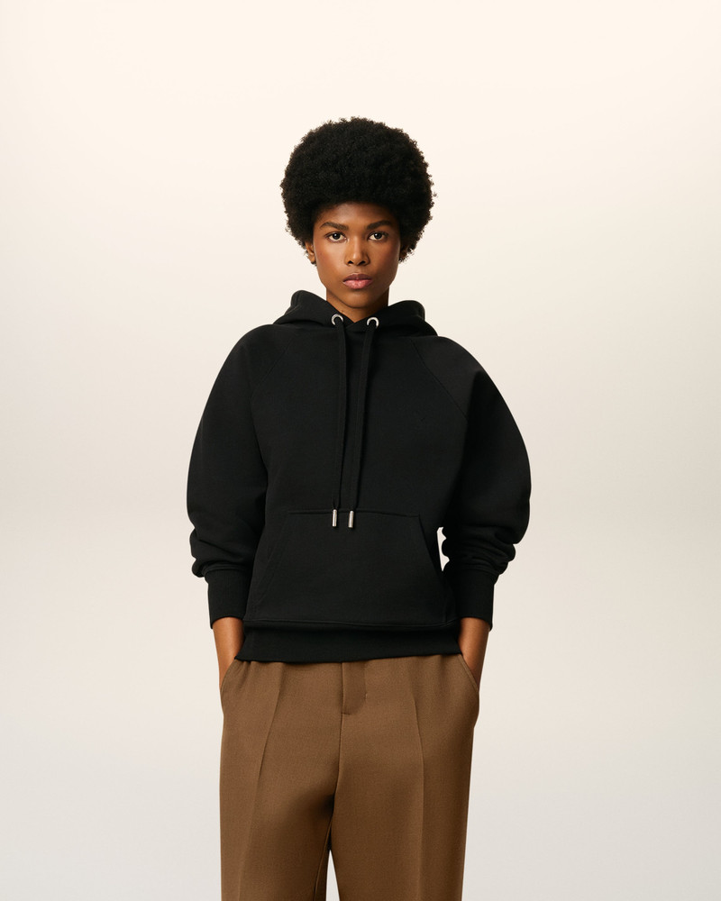 AMI Paris BLACK COTTON AMI DE COEUR HOODIE outlook