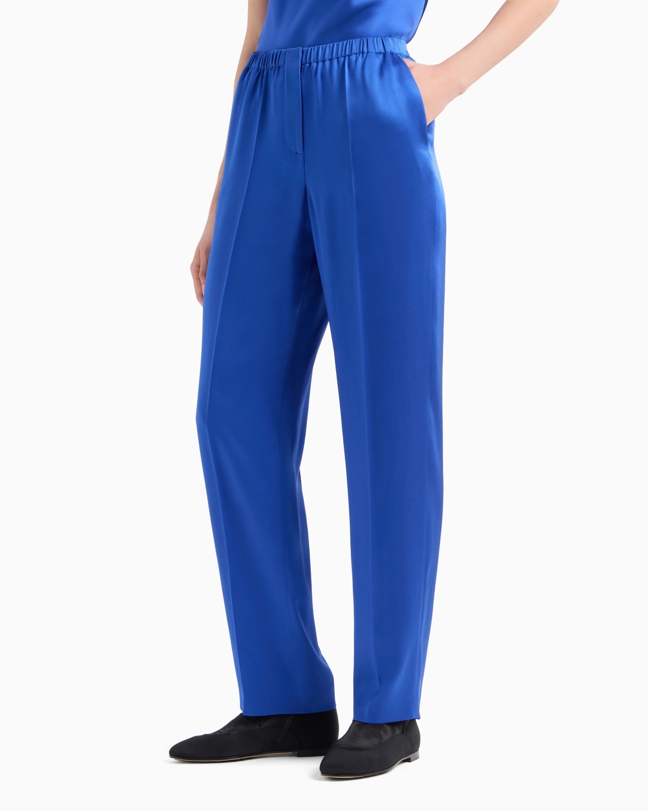 STRAIGHT-CUT TROUSERS IN DOUBLE SILK SATIN - 4