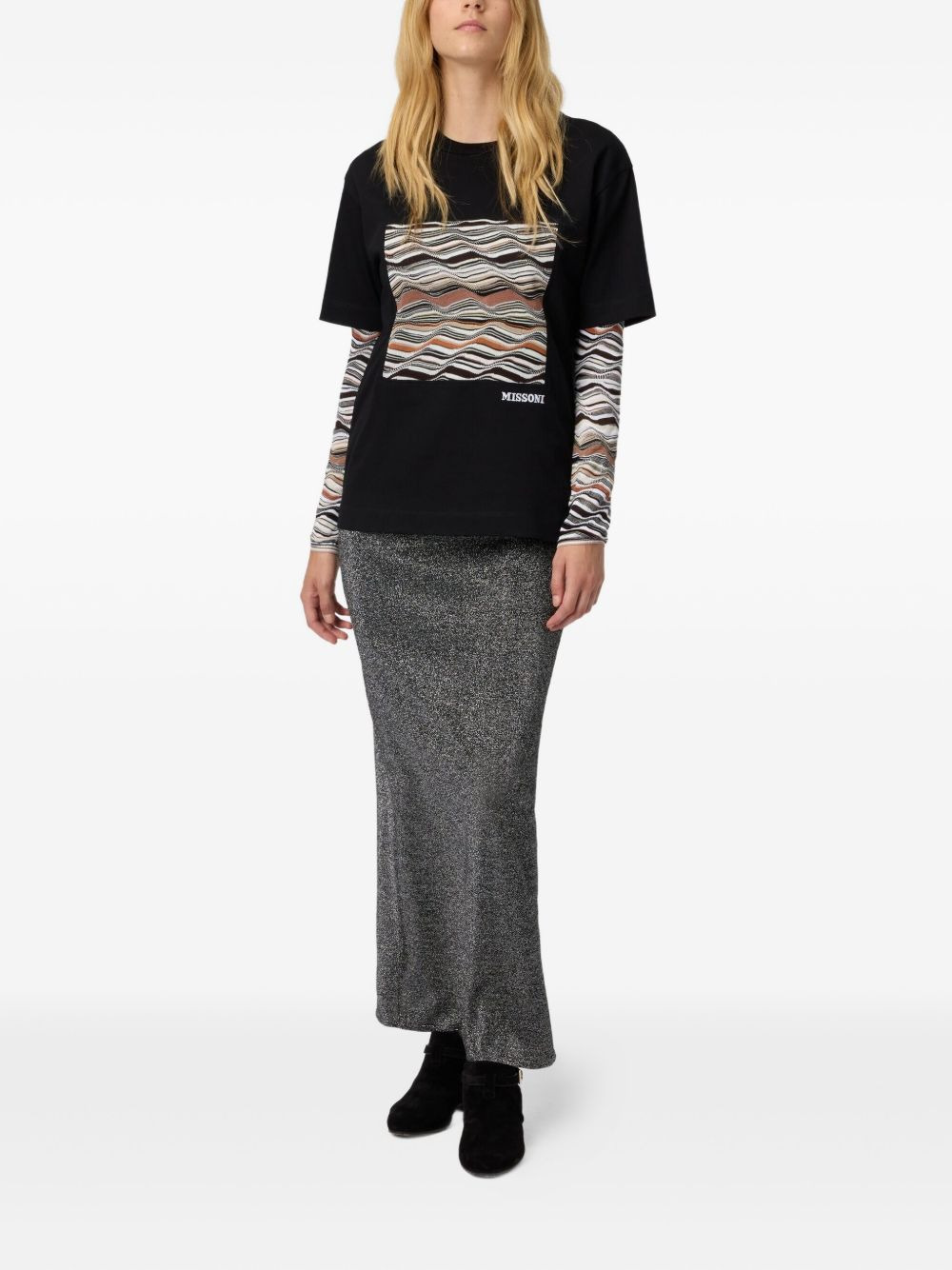 wave-pattern T-shirt - 2