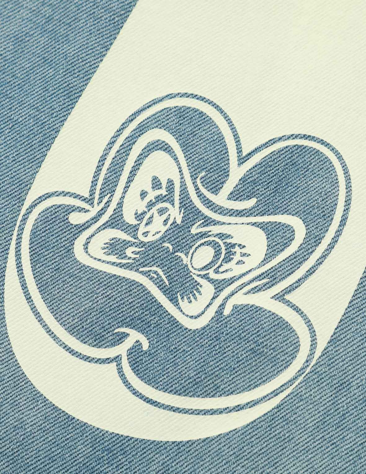 GRAFFITI DARUMA DAICOCK PRINT DENIM TAPER JEANS - 9