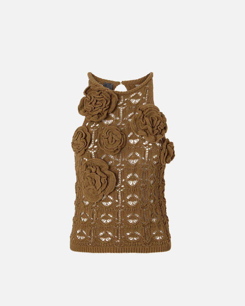 CROCHET-EFFECT TOP WITH APPLIQUÉ FLOWERS 1