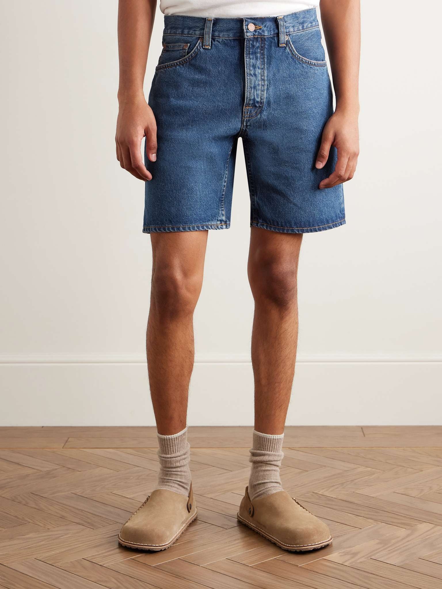 Seth Straight-Leg Stone-Washed Organic Denim Shorts - 3