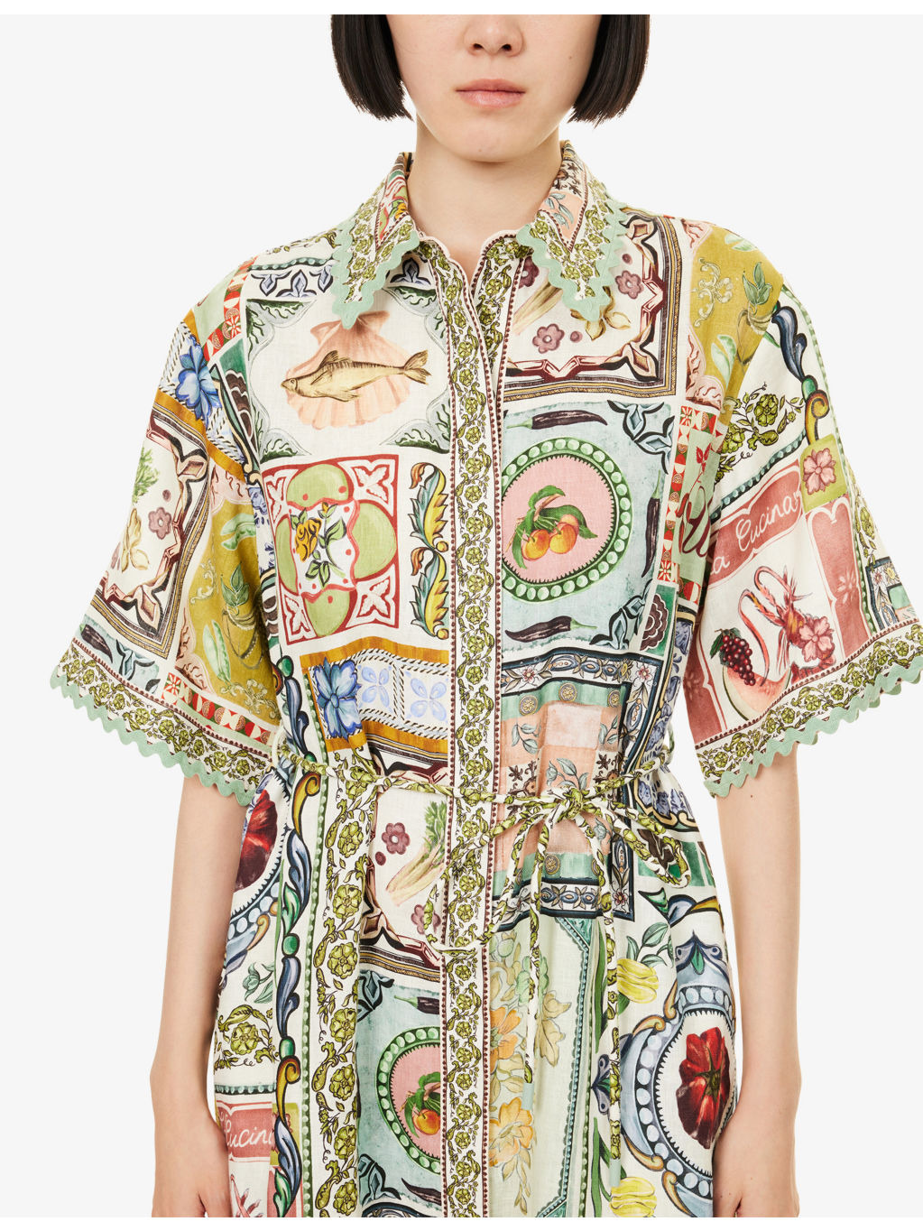 Tommasina Short-Sleeve Linen Shirt Dress - 5