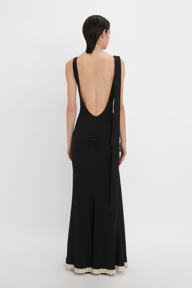 green emerald velvet dress Victoria Beckham | SLEEVELESS GATHERED WAIST MIDI DRESS IN BLUEBELL