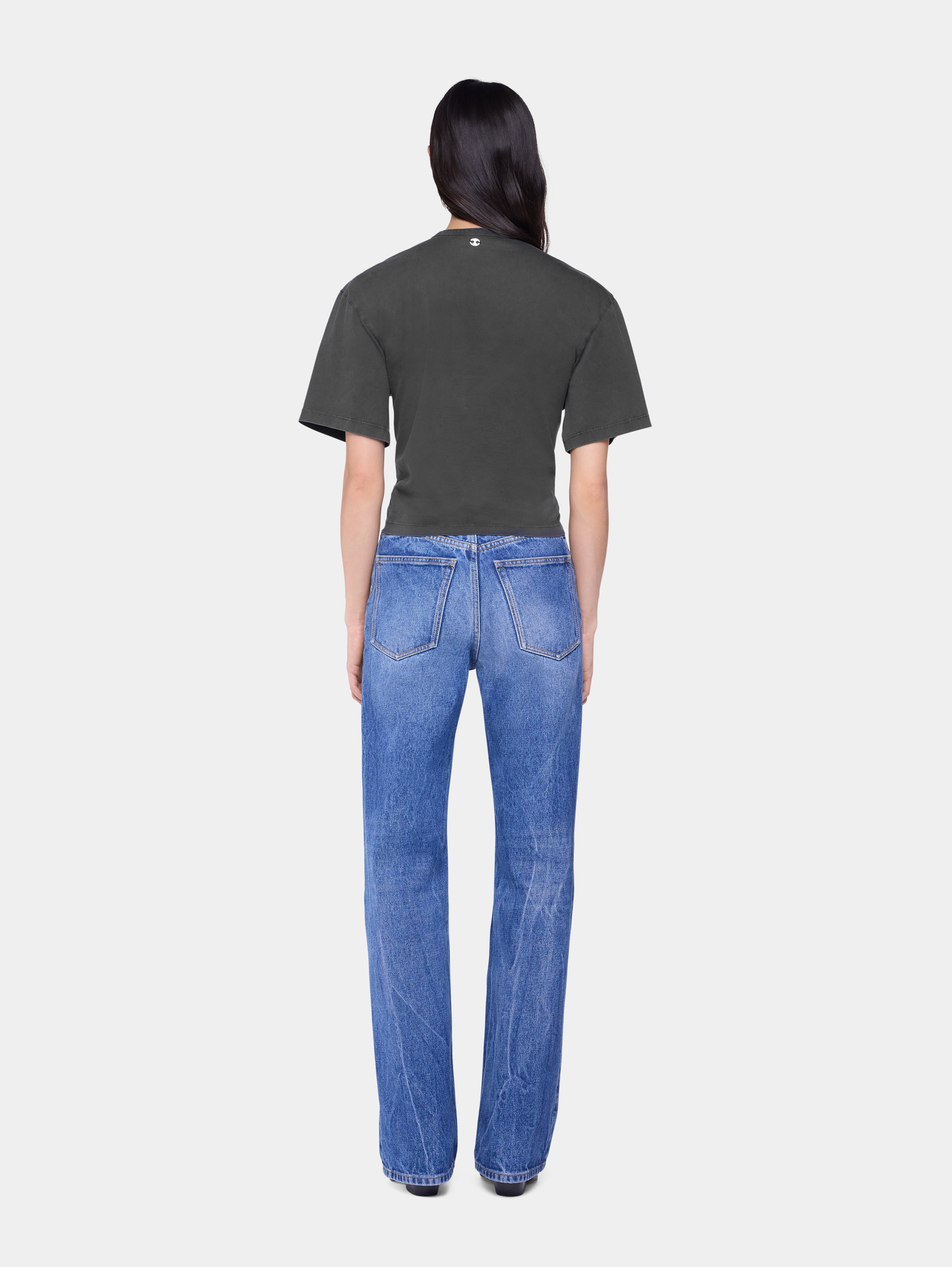 CROPPED T-SHIRT IN PRINTED COTTON - 4