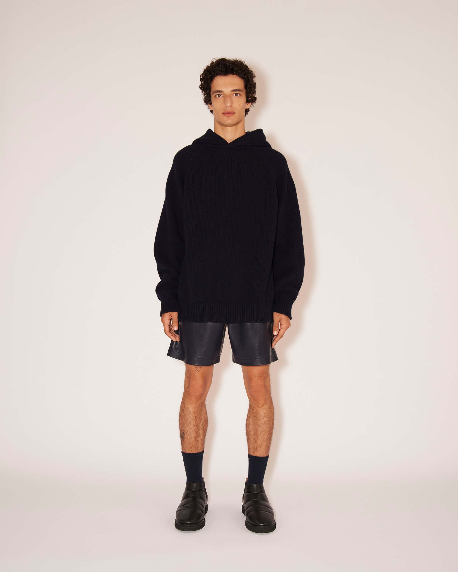 TAPIA - Cashmere-merino chunky hoodie - Navy - 2