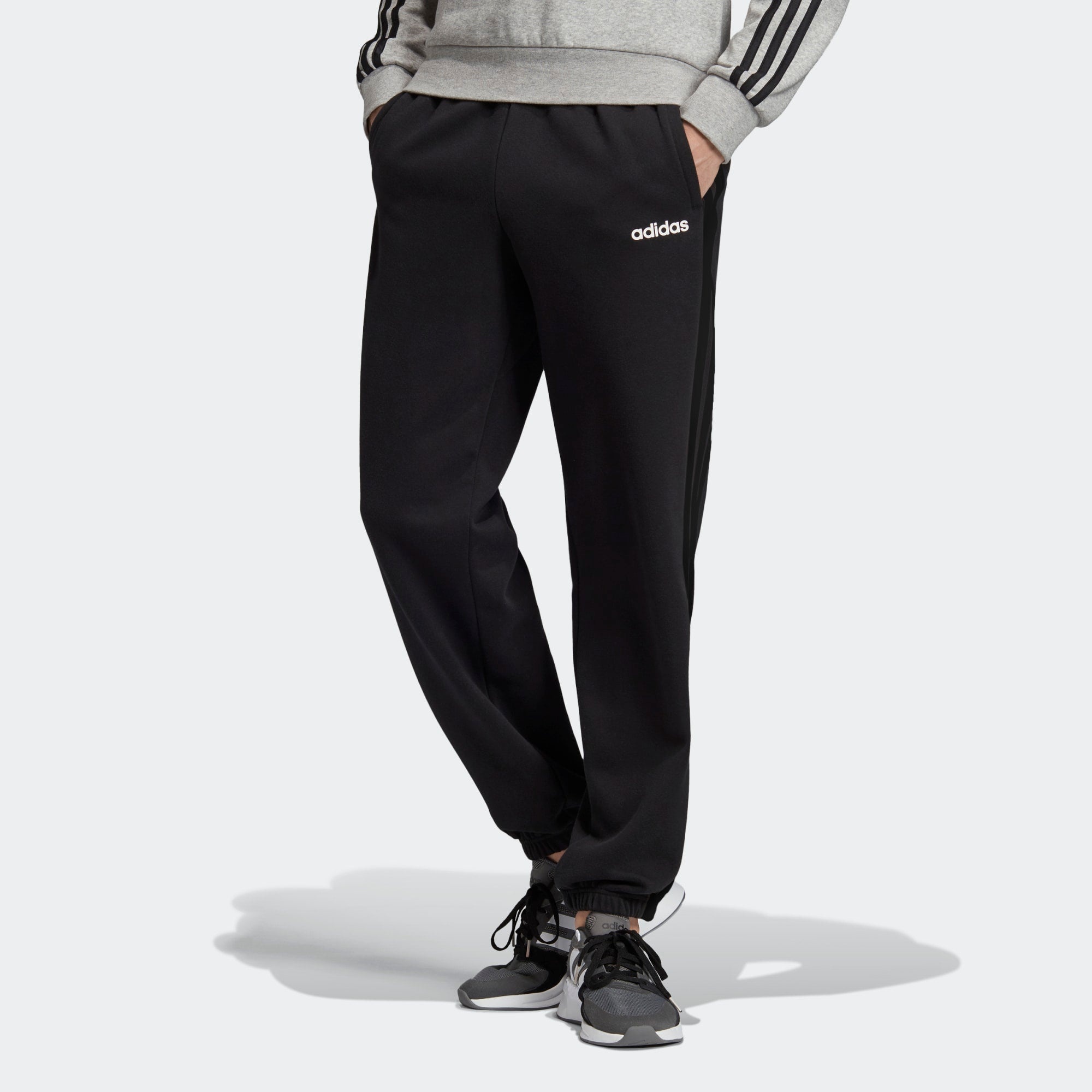 adidas Loose Knit Breathable Stripe Casual Sports Pants Black EI4898 - 3