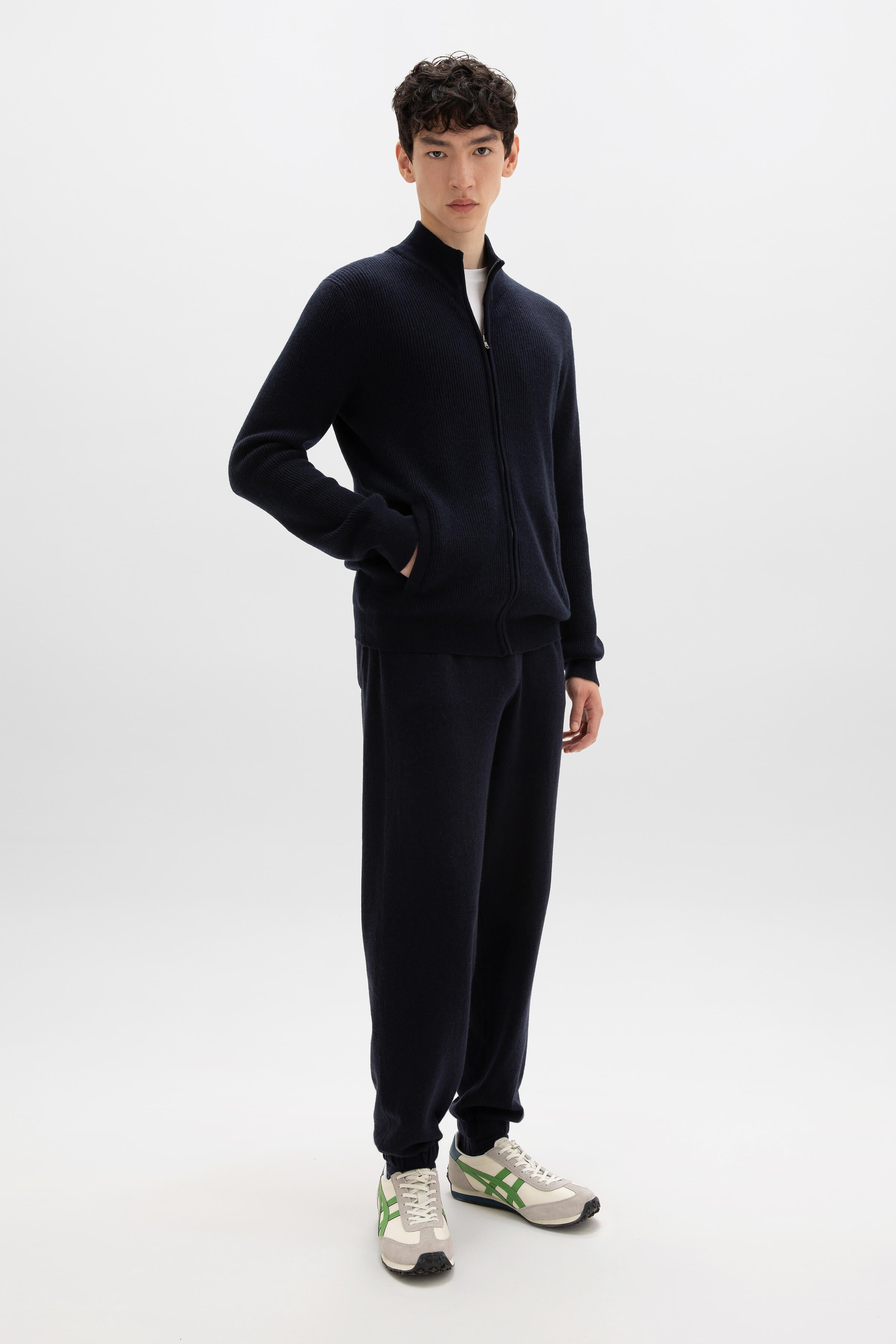 Ribbed Cashmere Navy Cardigan - 5