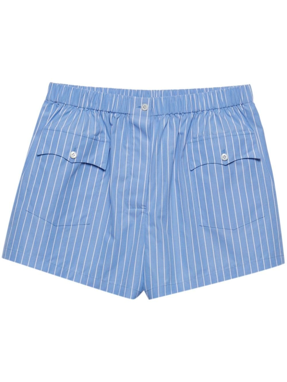 striped poplin shorts - 1