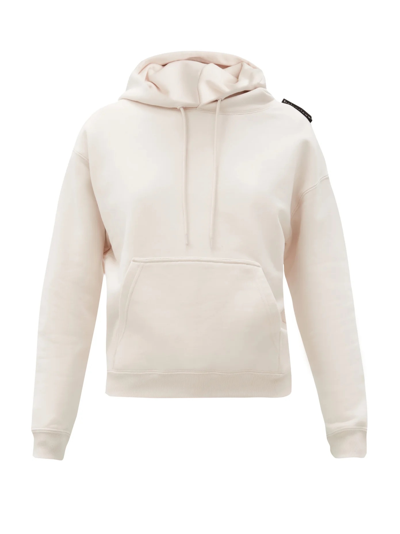 Logo-tab cotton-jersey hooded sweatshirt - 1