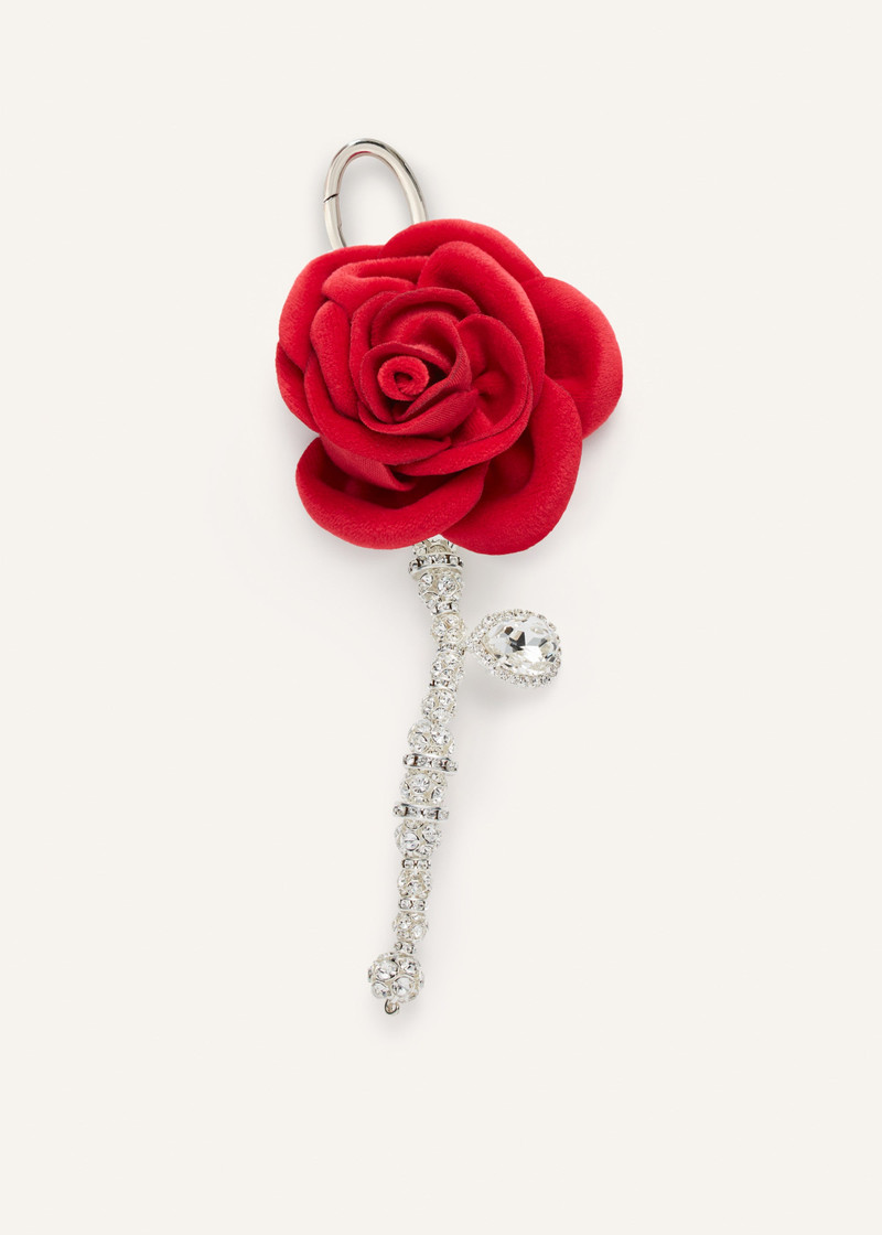 Velvet rose keychain in red 1