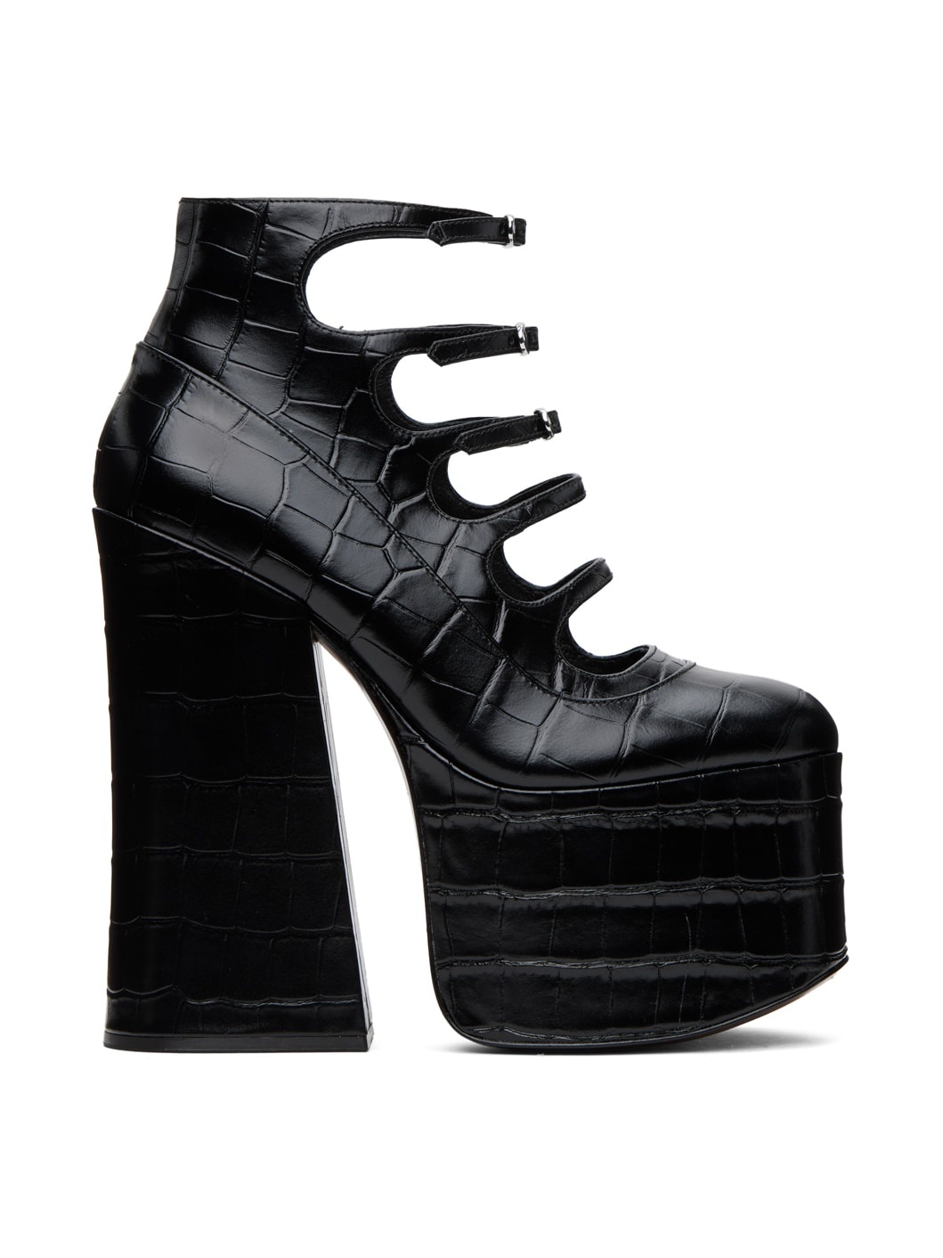 Black 'The Croc Embossed Kiki' Heels - 1