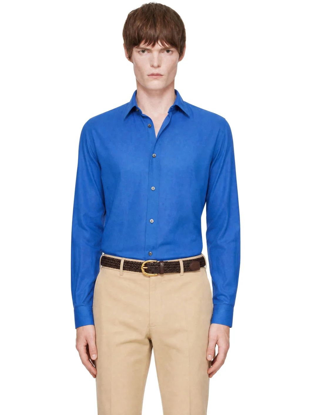 Blue Cotton Voile Fluid Fit Shirt - 1
