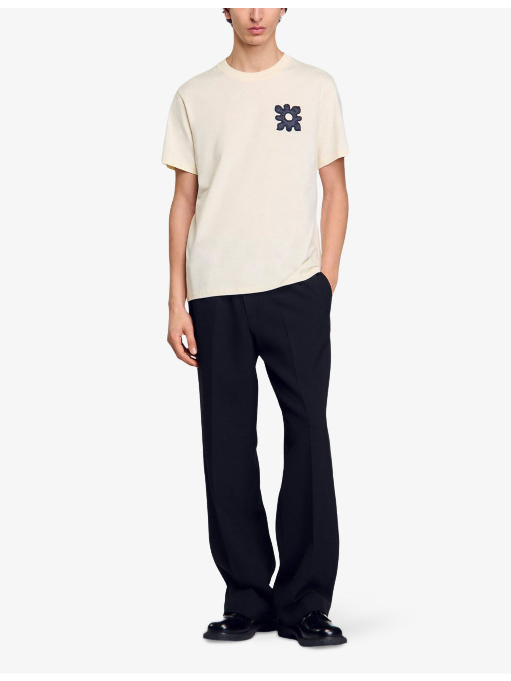 Flower-Motif Short-Sleeve Cotton T-Shirt - 2