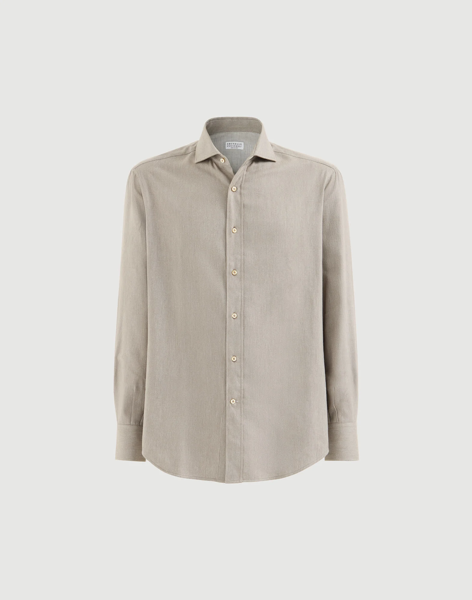 Stretch cotton chevron flannel shirt with spread collar - 1