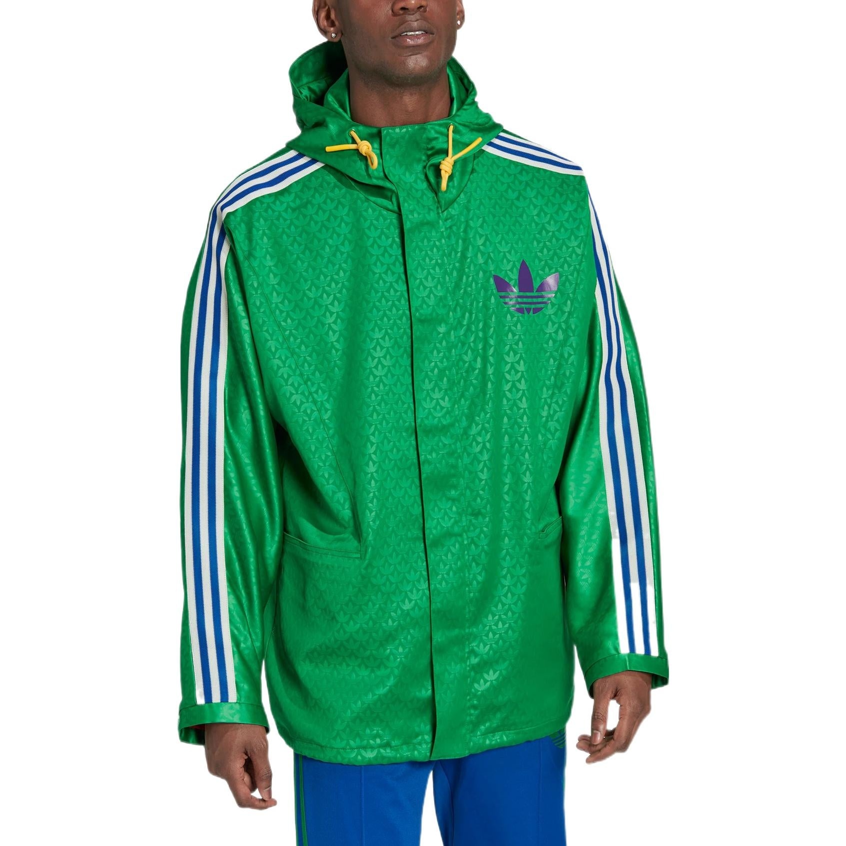 adidas originals Windbreaker Logo Printing Hooded Drawstring Sports Jacket 'Green' IB3440 - 3