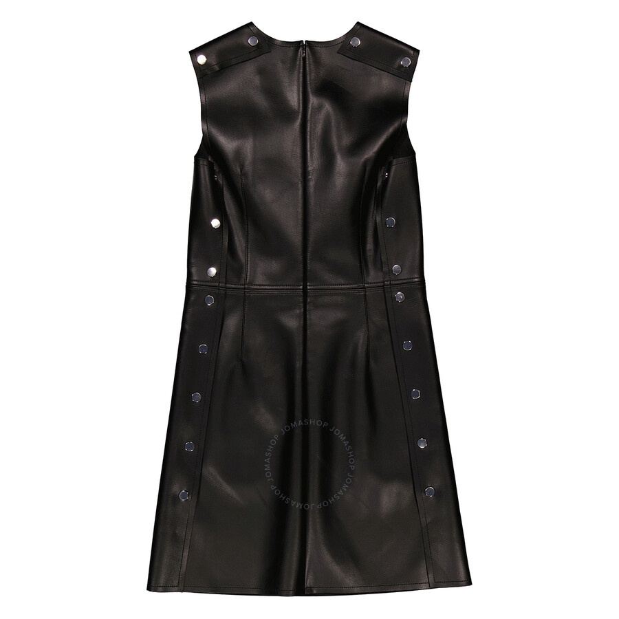 Burberry Black Faux Leather Embellished Eyelet Mini Dress - 2