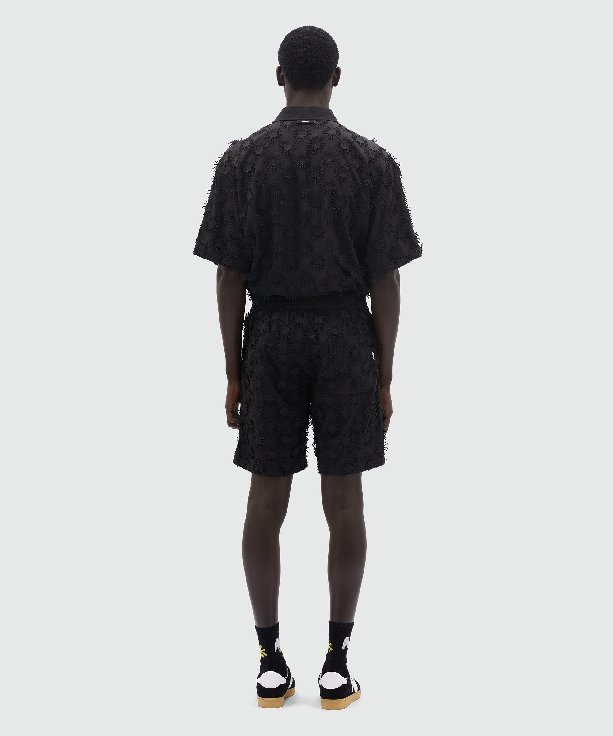 Bermuda shorts in black poplin with embroidery - 3
