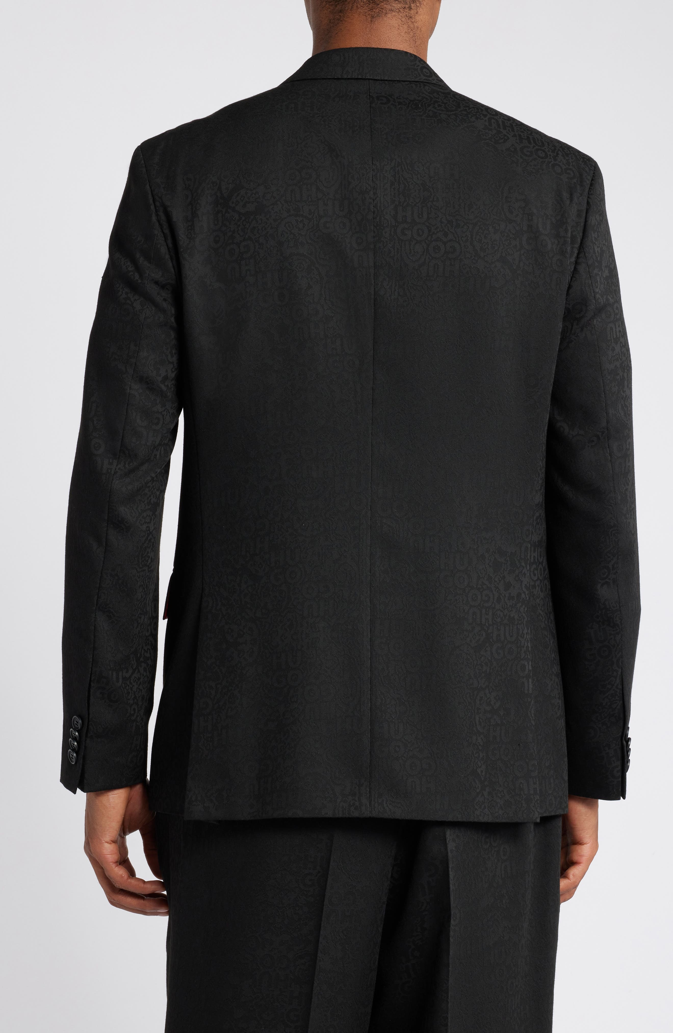HUGO Hasan Modern Fit Logo Jacquard Sport Coat in Black Multi at Nordstrom - 2