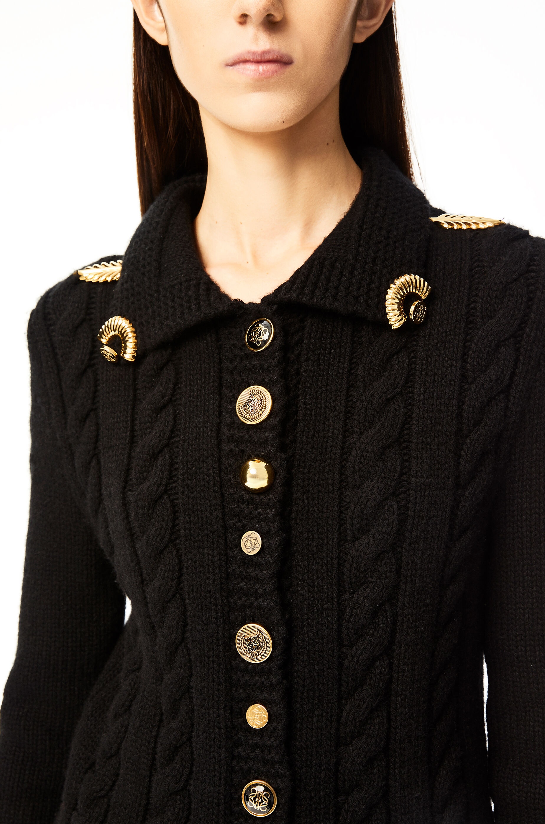 Gold button cardigan in wool - 5