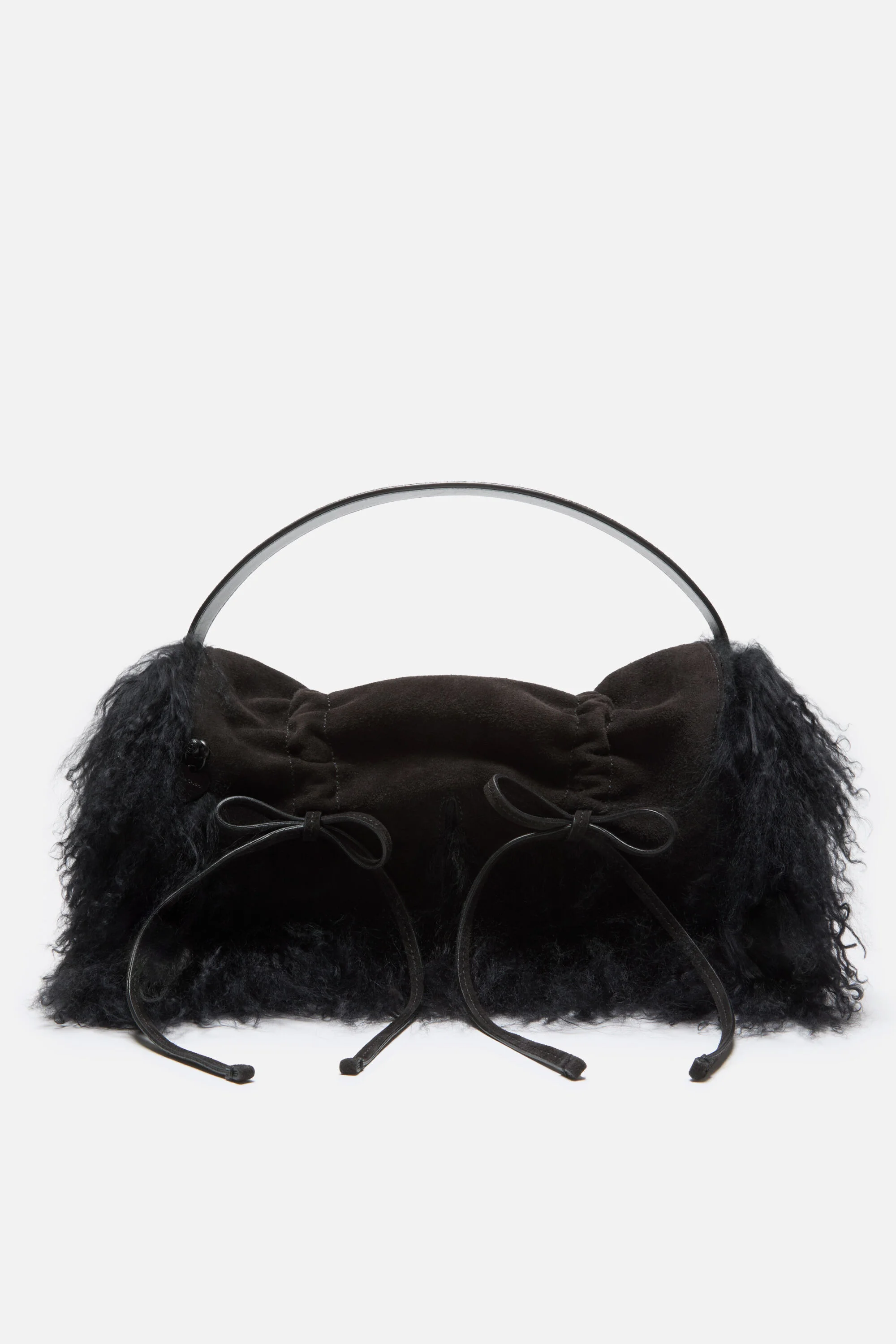 Multipocket bag with shearling trim - Black - 1