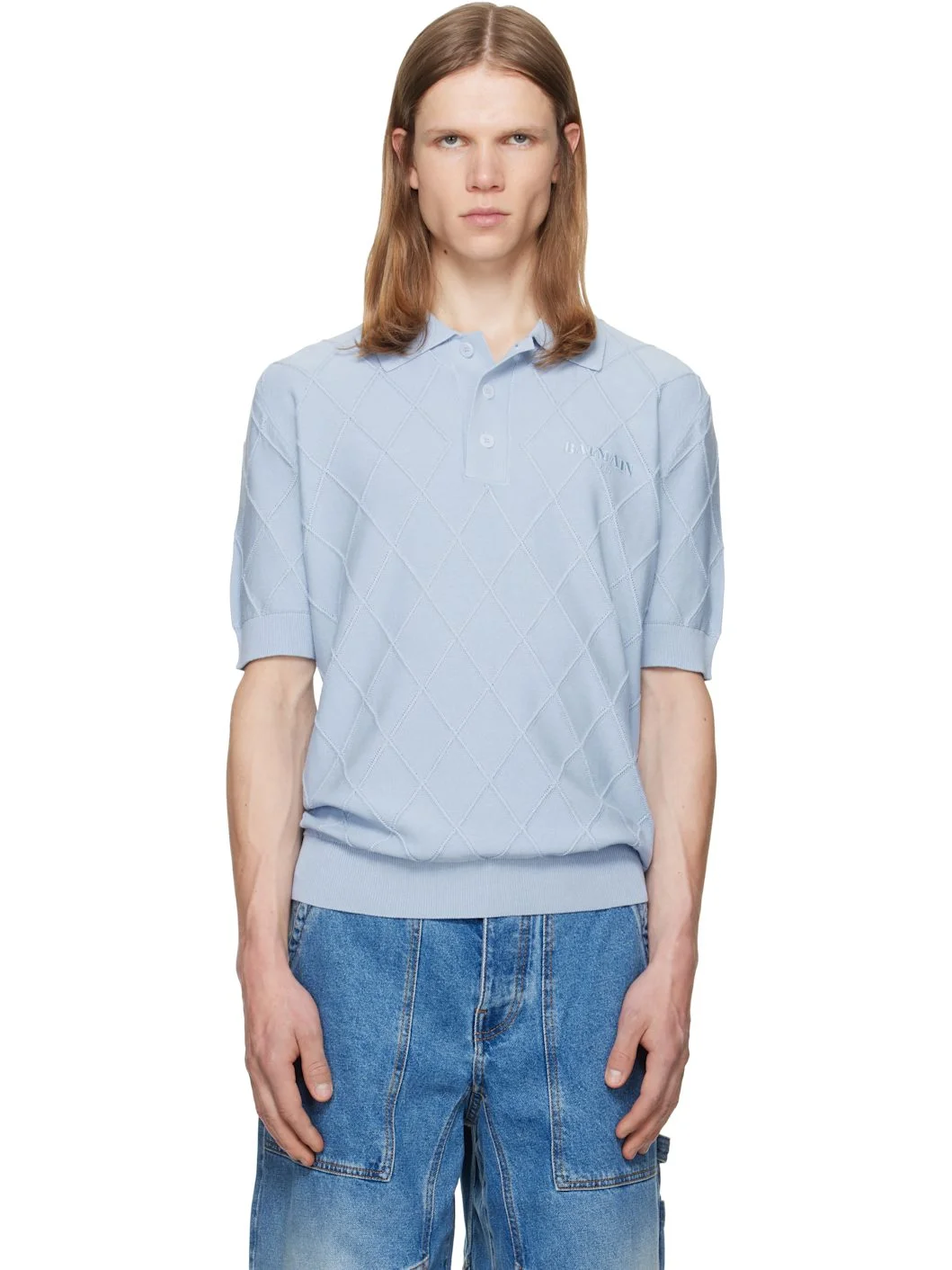 Blue Vintage Knit Polo - 1