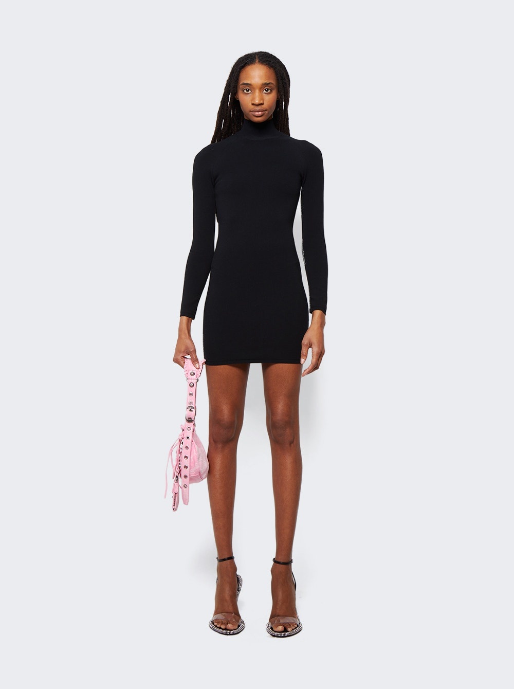 Bodycon Turtleneck Logo Dress Black - 2