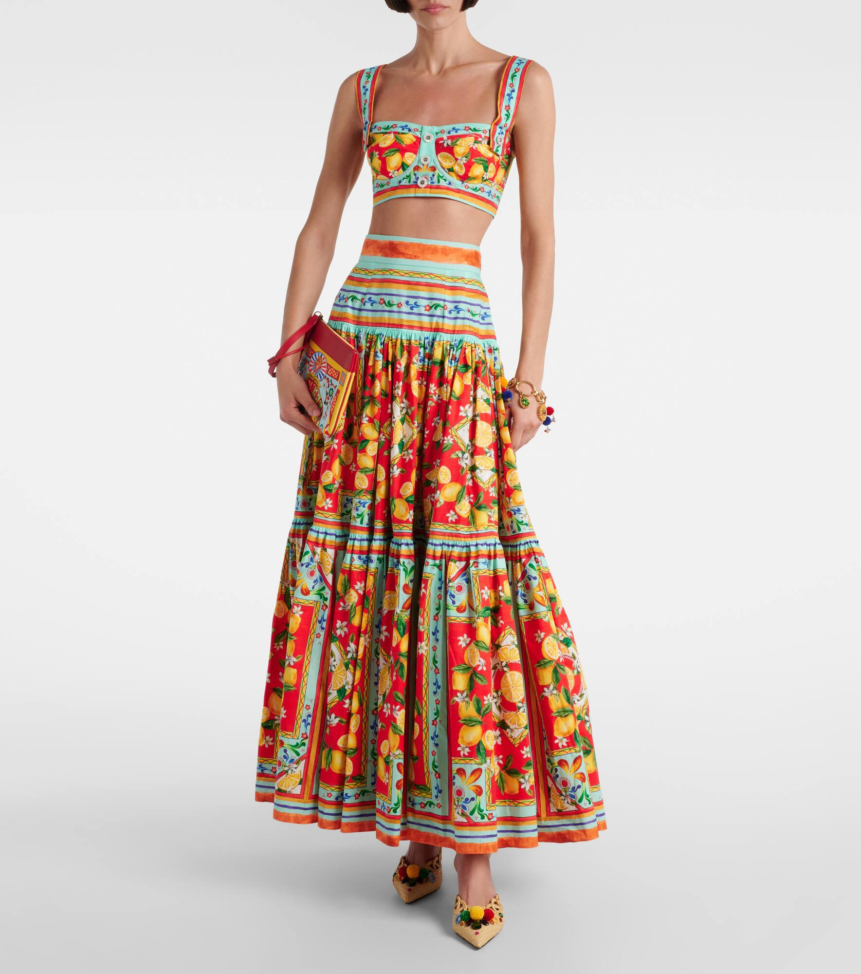Taormina printed cotton maxi skirt - 2
