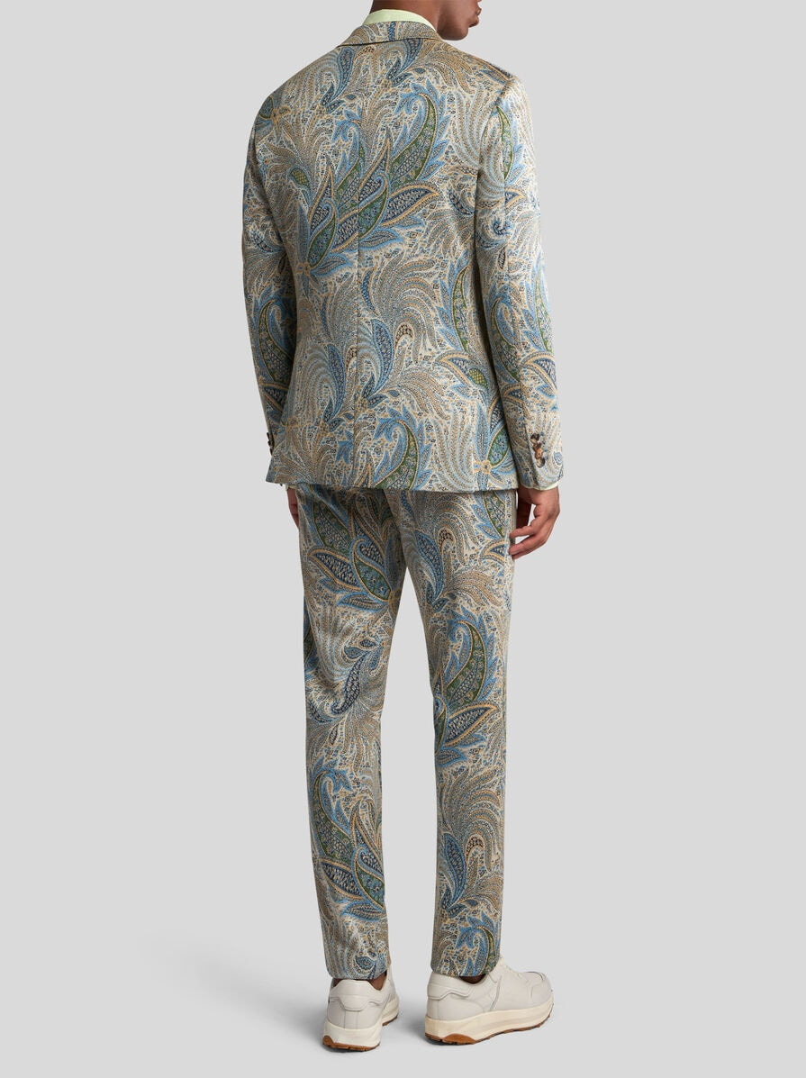 FOLIAGE-DESIGN COTTON-BLEND BLAZER - 4
