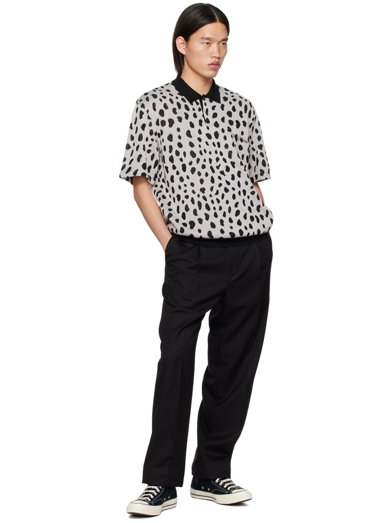WACKO MARIA Black & Gray Leopard Polo outlook