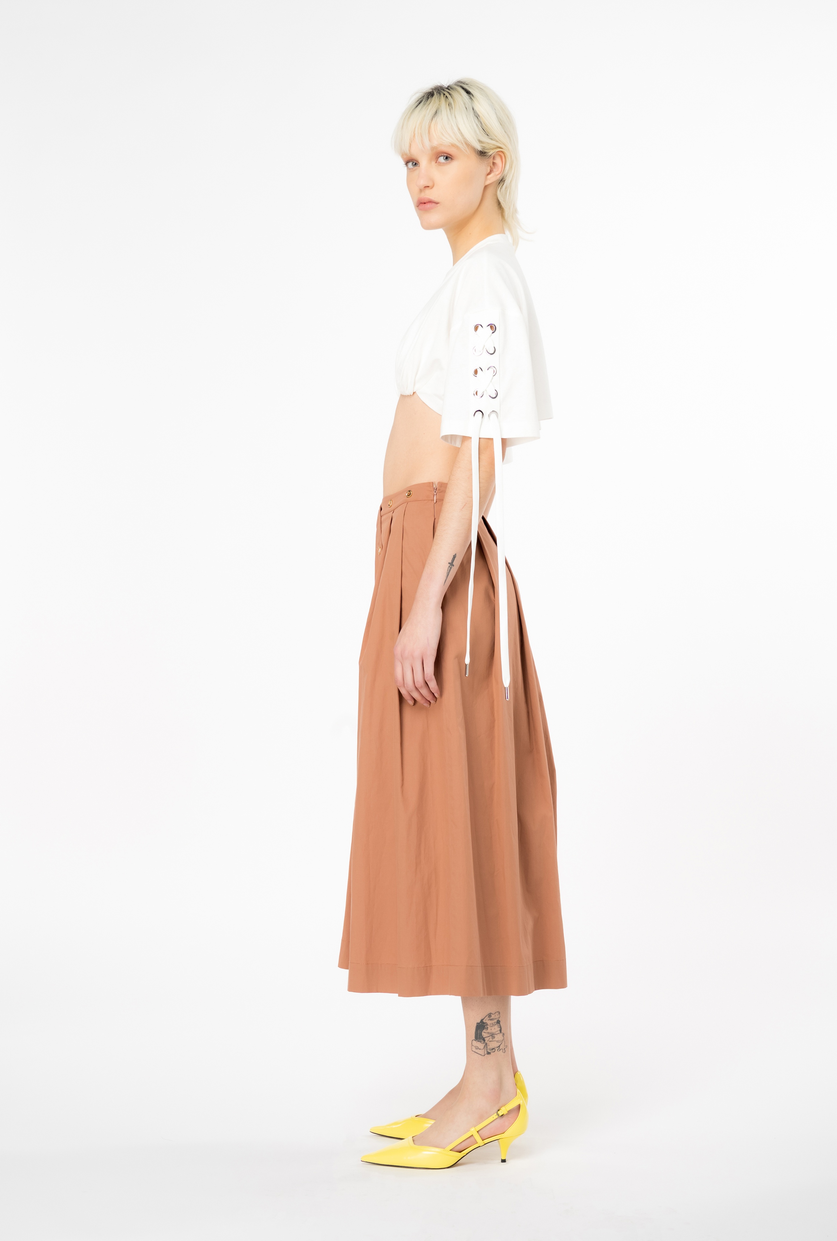 POPLIN SKIRT WITH METAL BUTTONS - 3