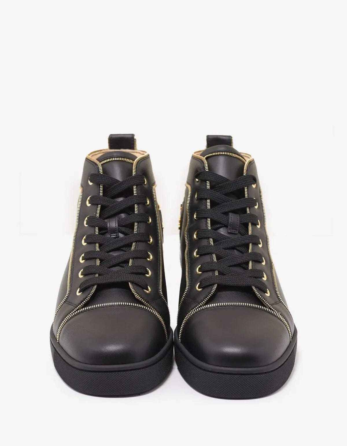 Christian Louboutin Louis Z Flat Black Leather High Top Trainers - 4