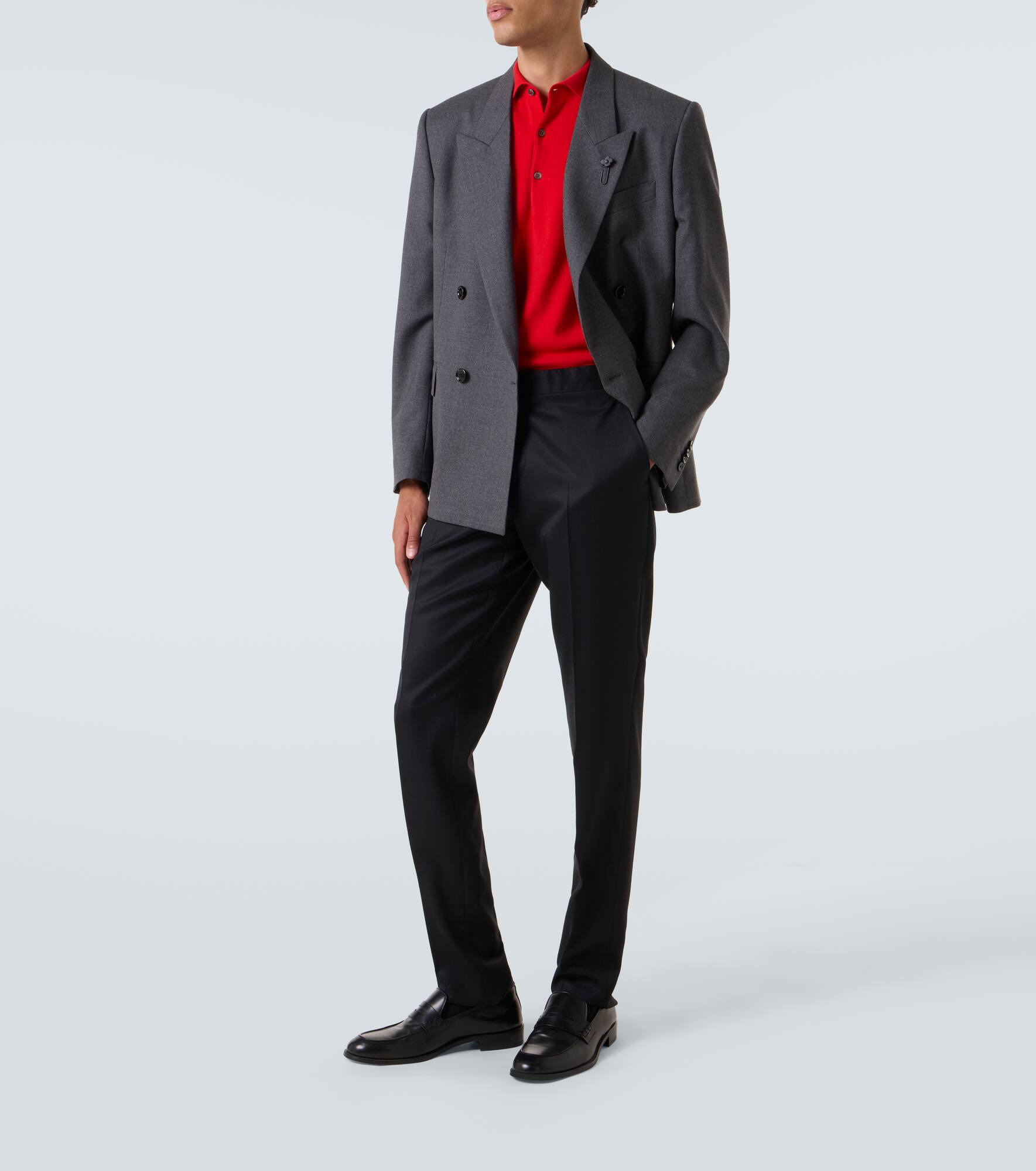 Double-breasted wool blazer - 2