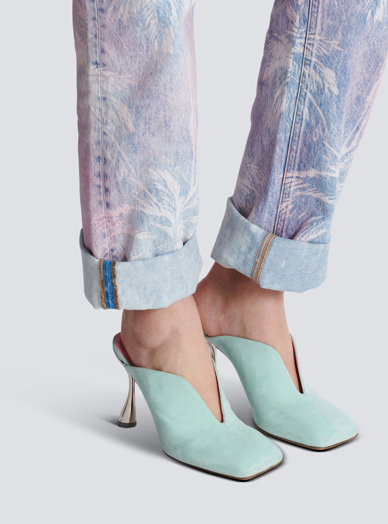 Balmain Heeled Eden mules in suede leather outlook