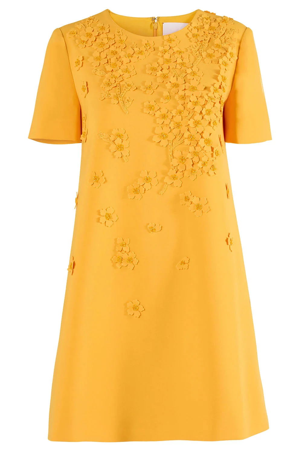 Embroidered Floral Short Sleeve Shift Dress - 1