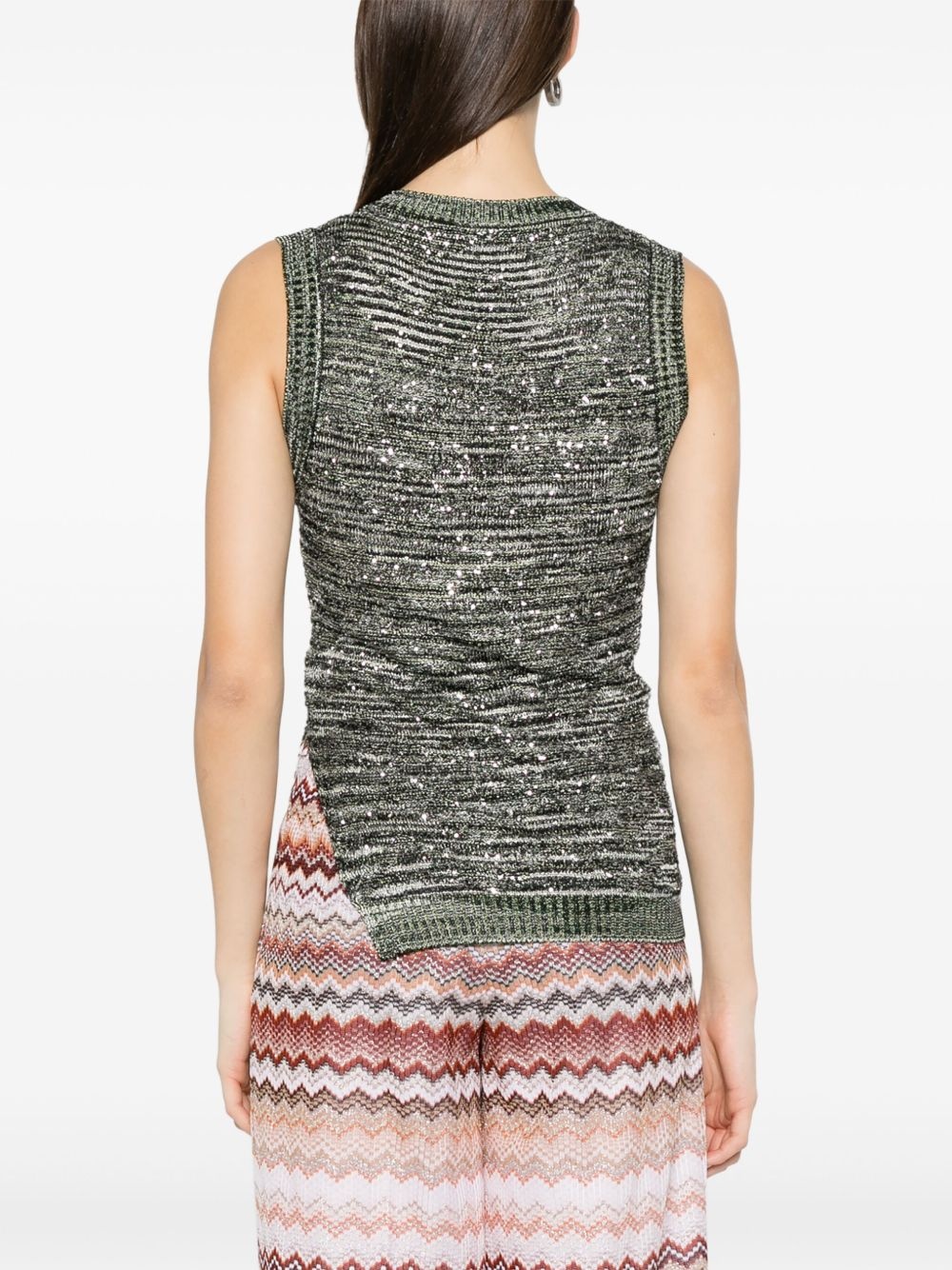 sequined slub-knit tank top - 4
