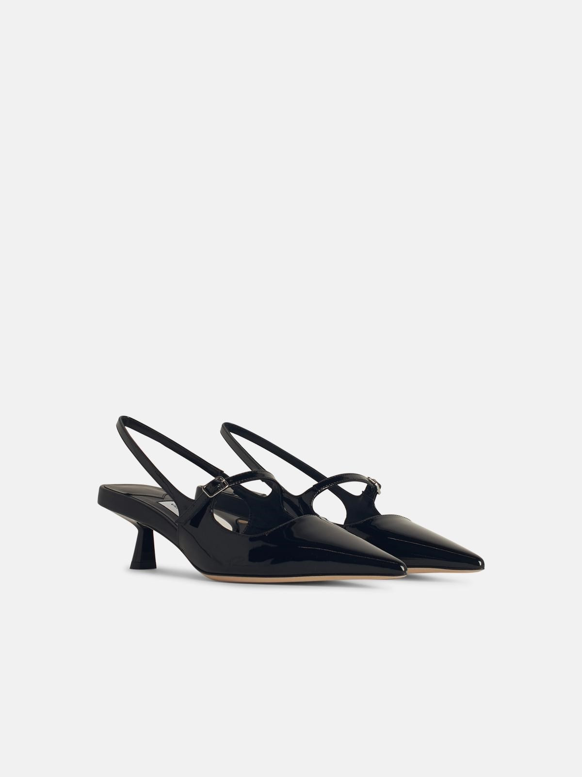 'DIDI' BLACK LEATHER SLINGBACKS - 2