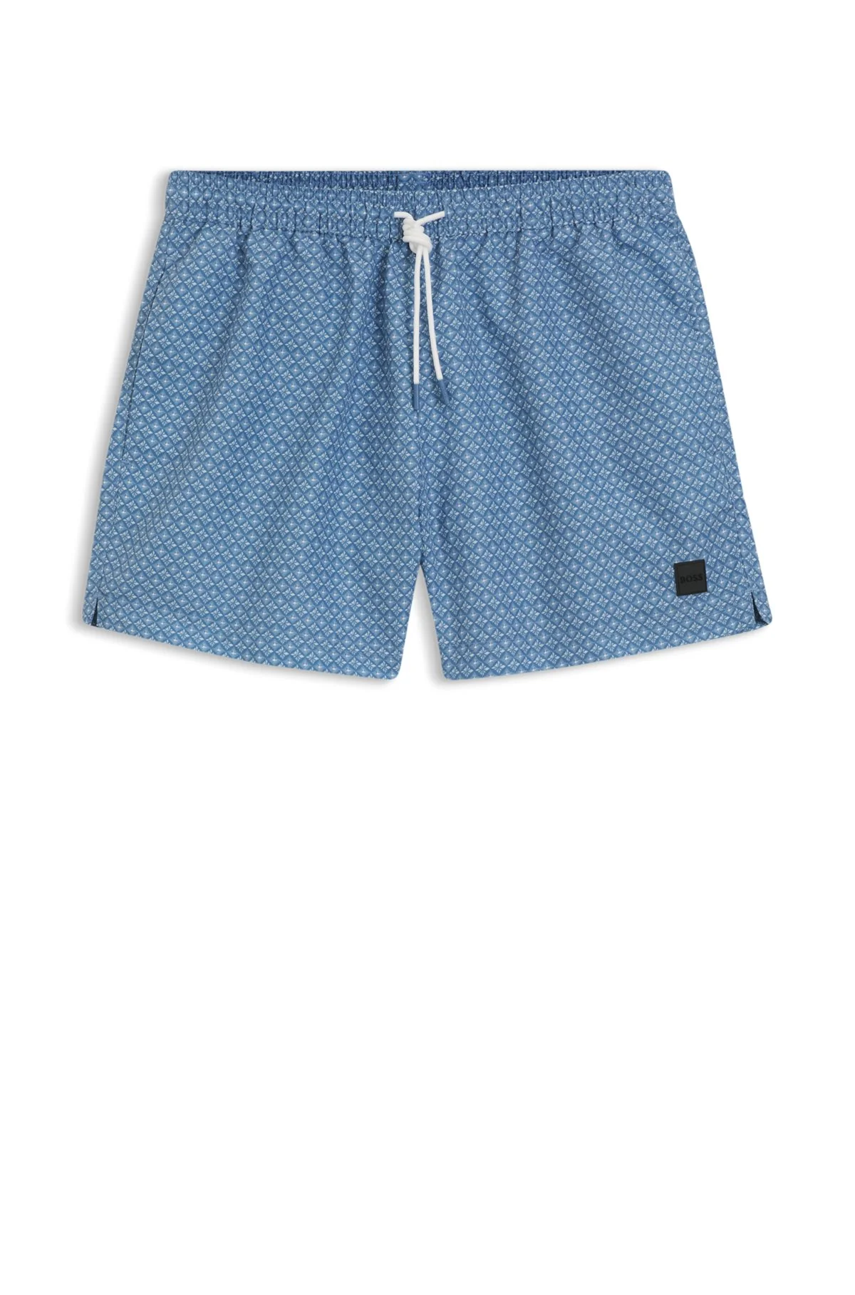 MICRO-PRINT SWIM TRUNKS WITH LOGO PATCH - 1