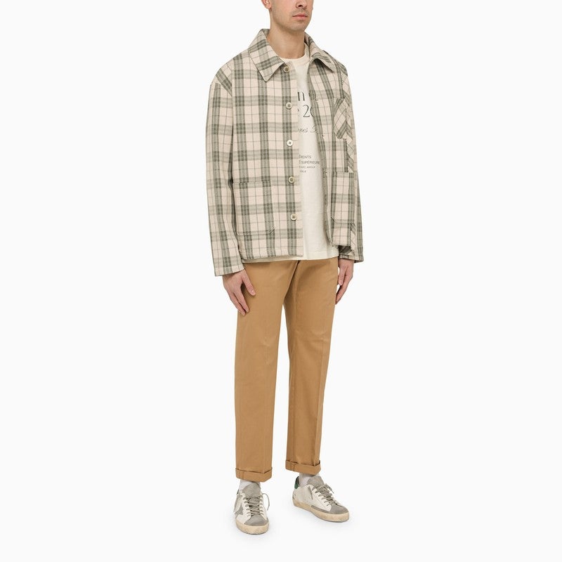 Golden Goose Ecru/Green Checked Shirt Jacket In Cotton Men - 2