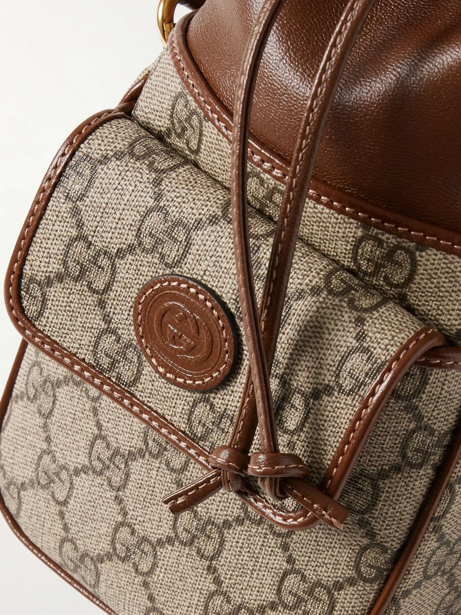 Leather-Trimmed Monogrammed Coated-Canvas Bucket Bag - 5