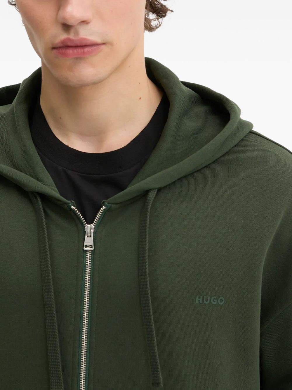 logo-embroidered zip-up hoodie - 5