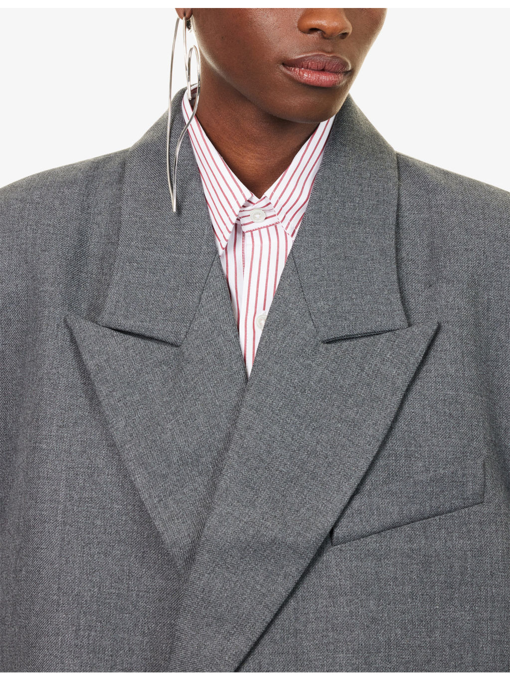 Slouchy Double-Breasted Woven Blazer - 5